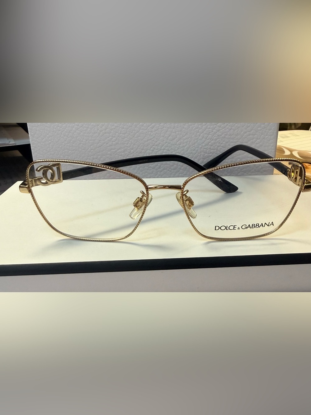 Dolce & Gabbana Gold Metal Rim Eyewear with Black Temples